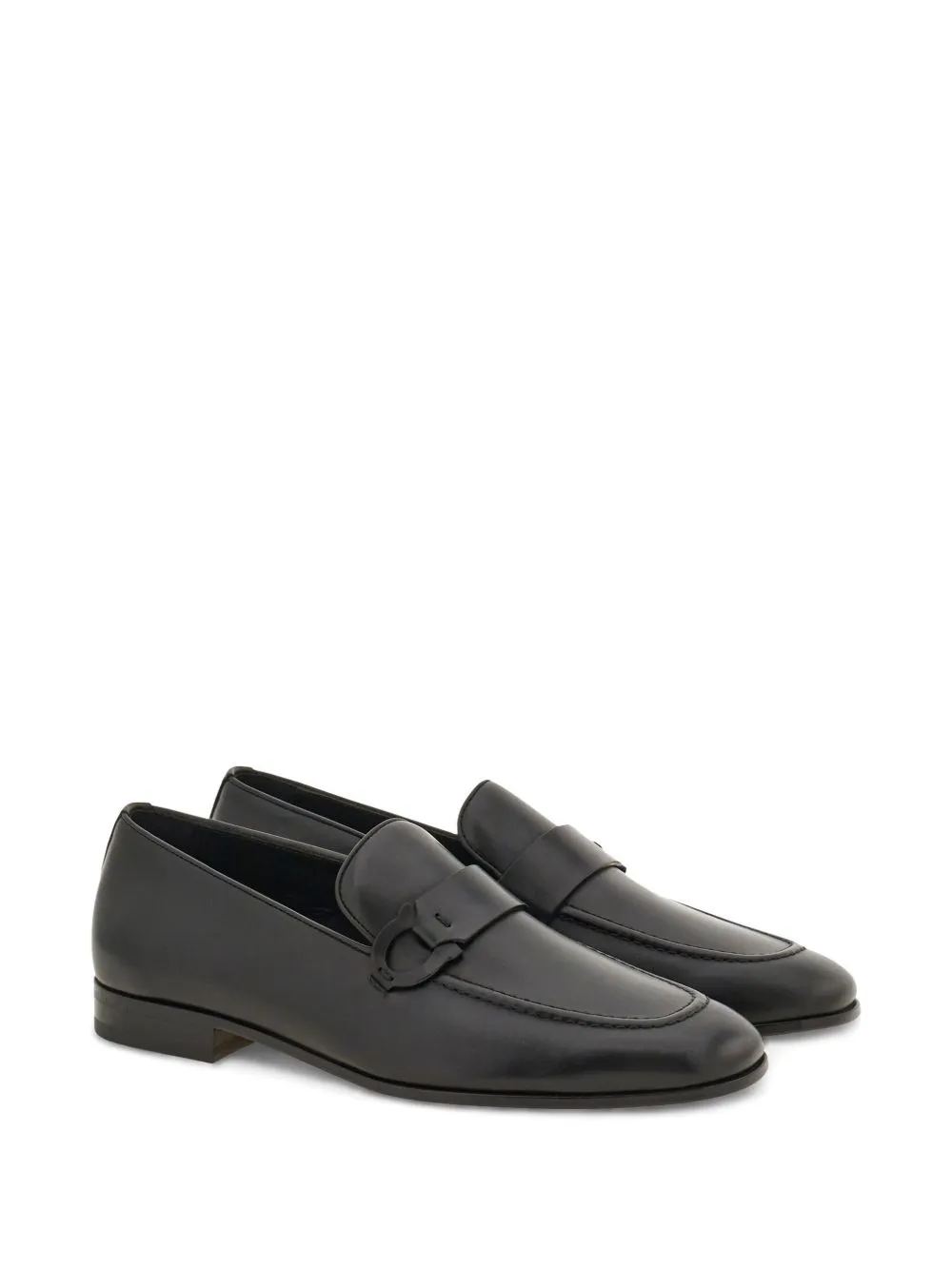 Ferragamo gancini svart spänne loafers