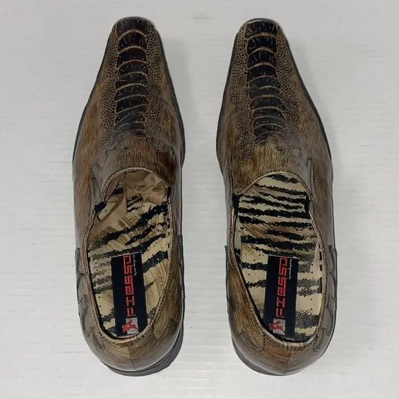 Fiesso By Aurelio Garcia Western Square Toe Leather Loafers Size 43 EURO Size 10