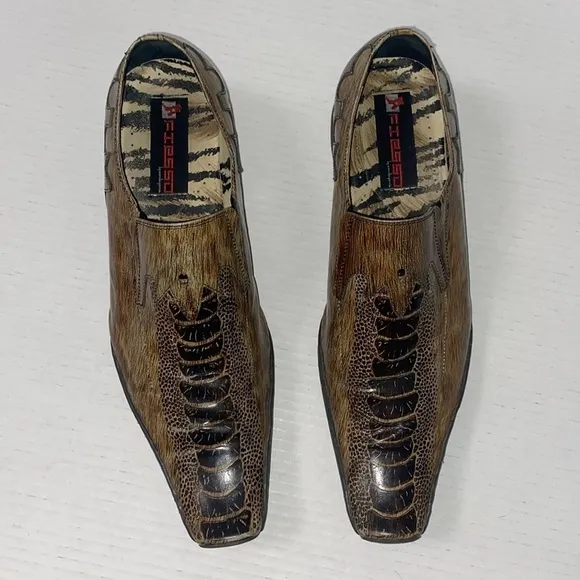 Fiesso By Aurelio Garcia Western Square Toe Leather Loafers Size 43 EURO Size 10