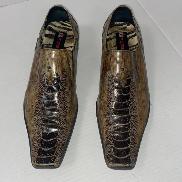 Fiesso By Aurelio Garcia Western Square Toe Leather Loafers Size 43 EURO Size 10