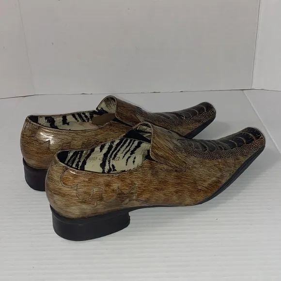 Fiesso By Aurelio Garcia Western Square Toe Leather Loafers Size 43 EURO Size 10