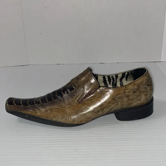 Fiesso By Aurelio Garcia Western Square Toe Leather Loafers Size 43 EURO Size 10
