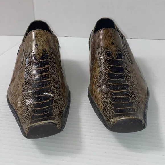 Fiesso By Aurelio Garcia Western Square Toe Leather Loafers Size 43 EURO Size 10