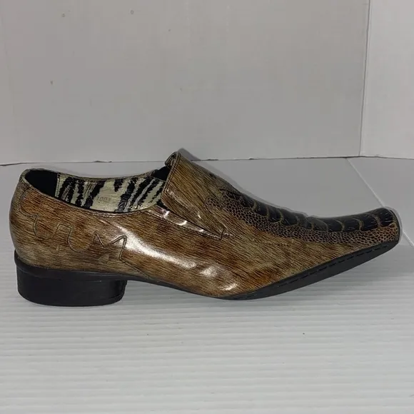 Fiesso By Aurelio Garcia Western Square Toe Leather Loafers Size 43 EURO Size 10