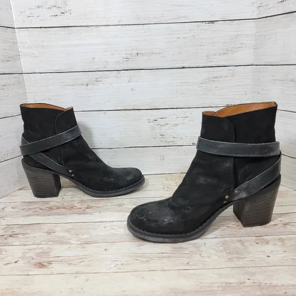 Fiorentini   Baker Nubis black suede block heel ankle boots