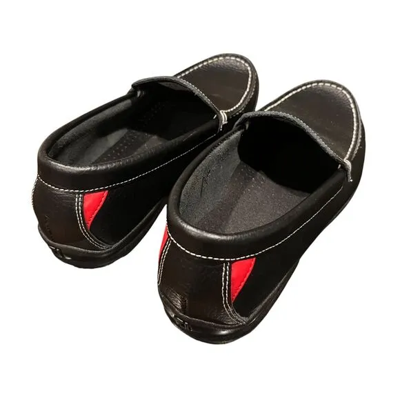 FJ FootJoy Men's Spikeless Golf Shoes Penny Loafers BLACK &amp; RED Sz 8 M NWOT