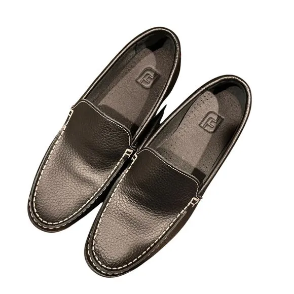 FJ FootJoy Men's Spikeless Golf Shoes Penny Loafers BLACK &amp; RED Sz 8 M NWOT