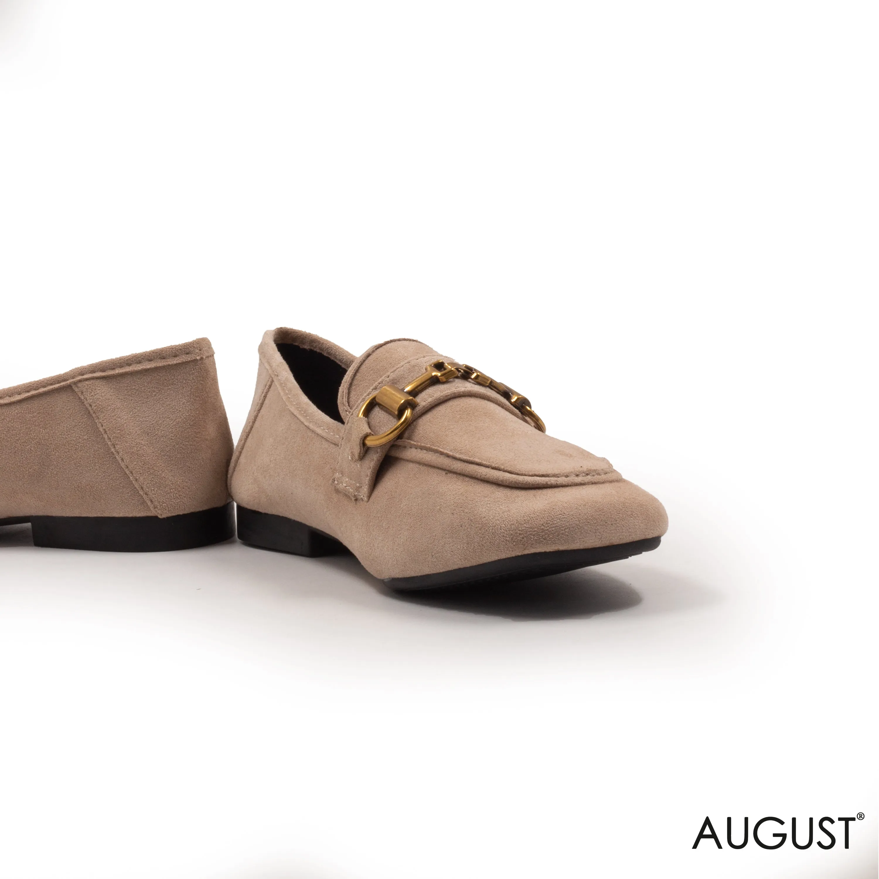 FLAT CHAMOIS LOAFERS WITH BUCKLE