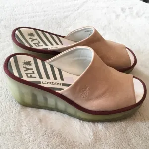 Fly London Women's Tan Wedge Sandals -EU37