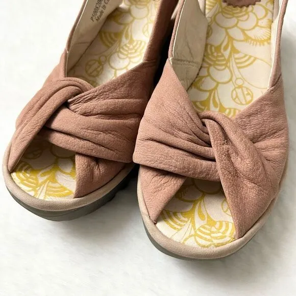 Fly London Yankin Slingback Wedge Sandals Dusty Pink Size 38 EU 7.5-8 US
