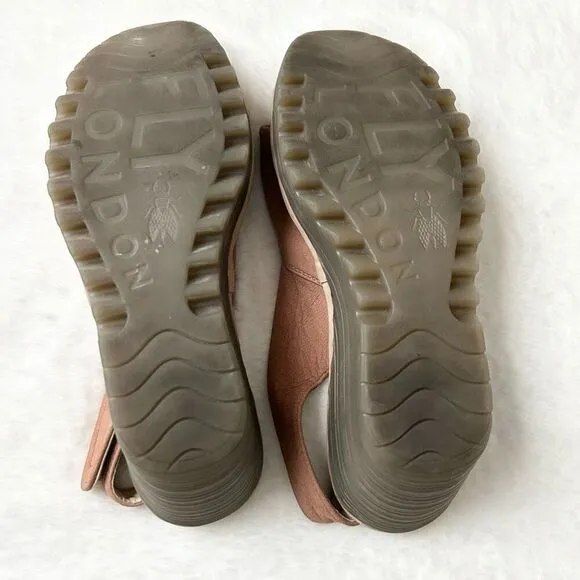 Fly London Yankin Slingback Wedge Sandals Dusty Pink Size 38 EU 7.5-8 US
