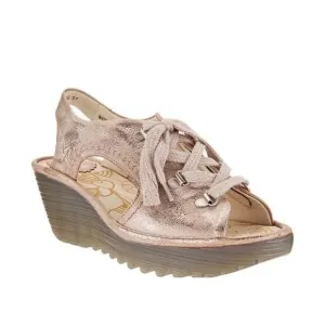 FLY LONDON Yifa NEW Peep Toe Leather Lace Up Wedge Sandals