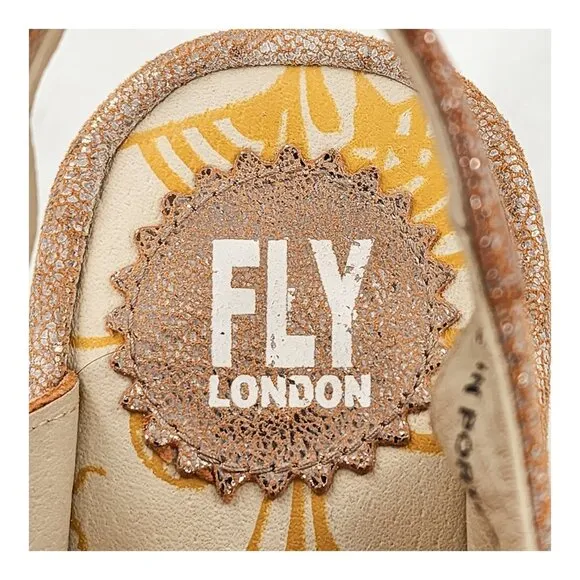 FLY LONDON Yifa NEW Peep Toe Leather Lace Up Wedge Sandals