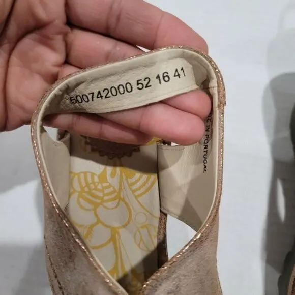 Fly London Ylfa Lace Up Leather Wedge Sandals Size 10