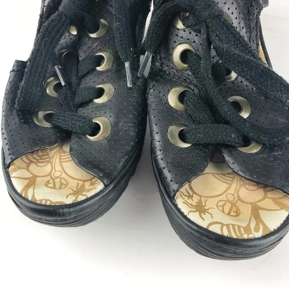 Fly London Ylva Black Wedge Sandals