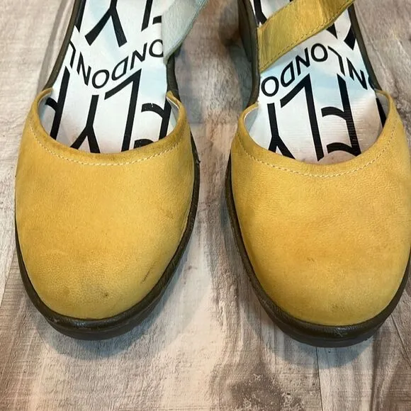 Fly London Mary Jane yellow platform shoes size 41 / US 10/10.5