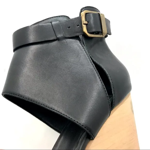 FORTRESS OF INCA HAND MADE BLACK LEATHER AND BEIGE PLATFORM HEELS (6)