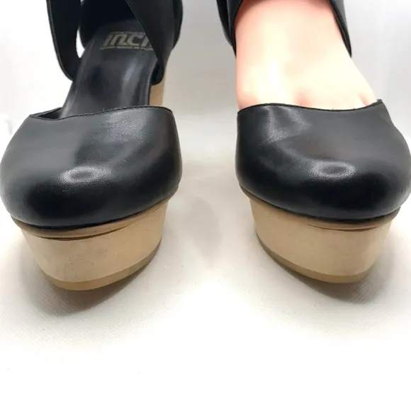 FORTRESS OF INCA HAND MADE BLACK LEATHER AND BEIGE PLATFORM HEELS (6)