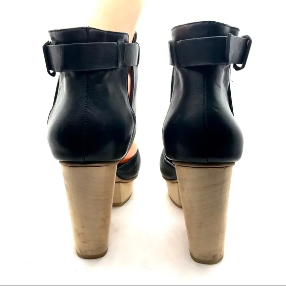 FORTRESS OF INCA HAND MADE BLACK LEATHER AND BEIGE PLATFORM HEELS (6)