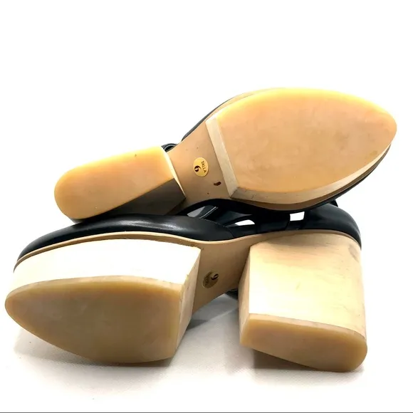 FORTRESS OF INCA HAND MADE BLACK LEATHER AND BEIGE PLATFORM HEELS (6)