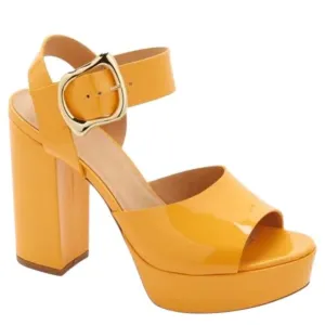 FRAME Le Carr Platform Sandal Nectarine Patent
