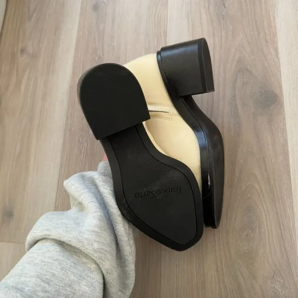 Franco Sarto Cream Leather Block Heel Booties New Size 8M