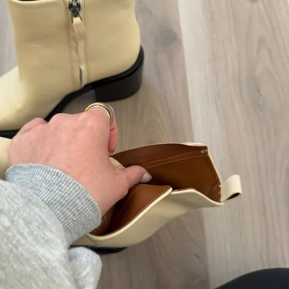 Franco Sarto Cream Leather Block Heel Booties New Size 8M