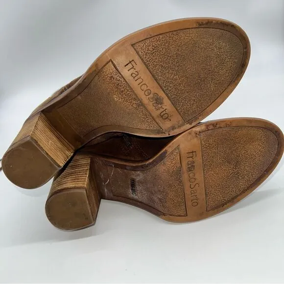 Franco Sarto Elnora Brown Suede Over the Knee Block Heeled Boots w/Tassel