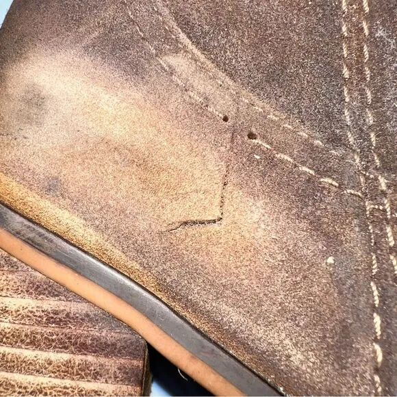 Franco Sarto Elnora Brown Suede Over the Knee Block Heeled Boots w/Tassel