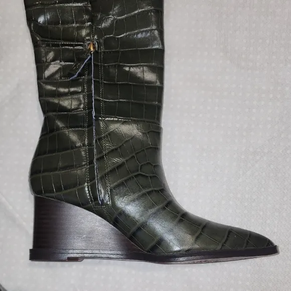 Franco Sarto Green Wedge Shoes with Croc Texture