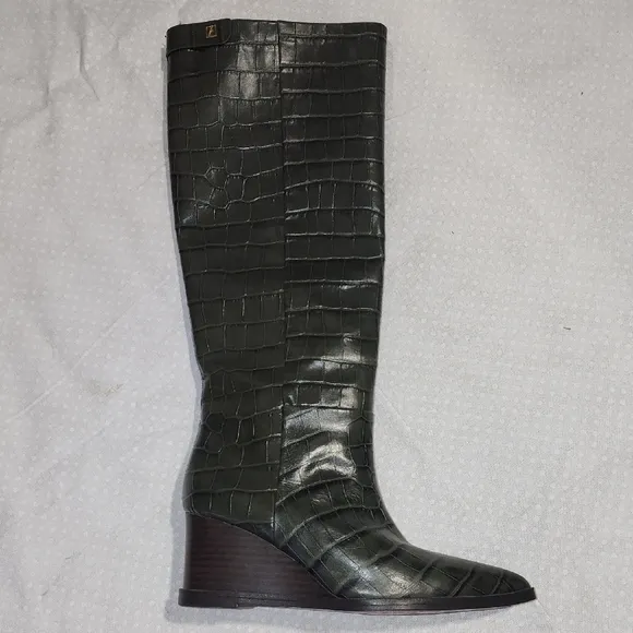 Franco Sarto Green Wedge Shoes with Croc Texture
