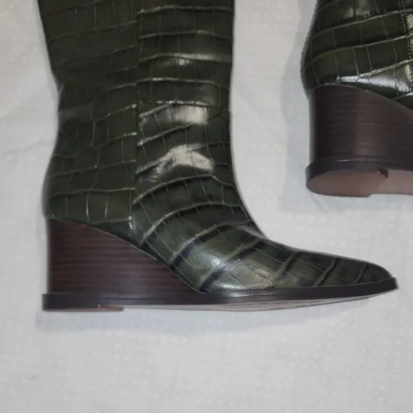 Franco Sarto Green Wedge Shoes with Croc Texture