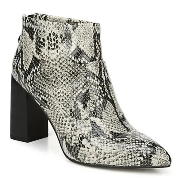 Franco Sarto Kortney Leather Snakeskin Print Block Heel Ankle Bootie Size 7.5