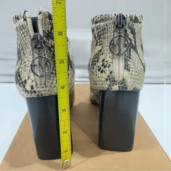 Franco Sarto Kortney Leather Snakeskin Print Block Heel Ankle Bootie Size 7.5