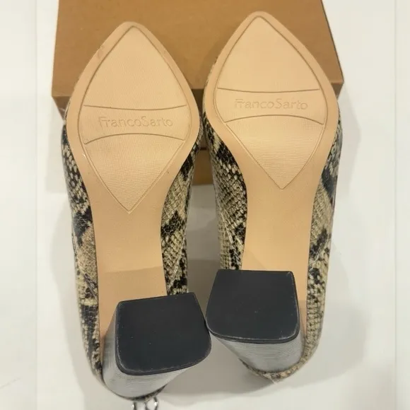 Franco Sarto Kortney Leather Snakeskin Print Block Heel Ankle Bootie Size 7.5
