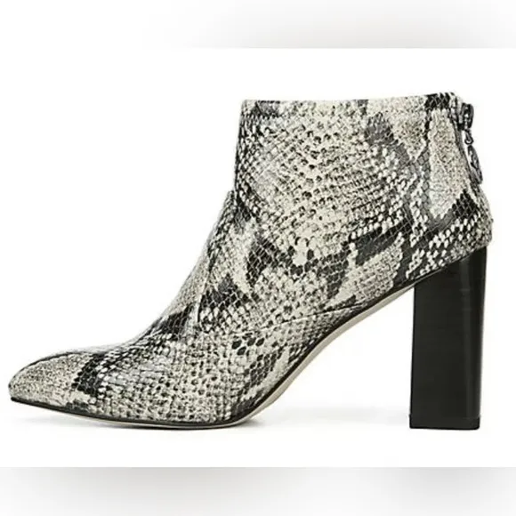 Franco Sarto Kortney Leather Snakeskin Print Block Heel Ankle Bootie Size 7.5
