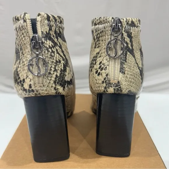 Franco Sarto Kortney Leather Snakeskin Print Block Heel Ankle Bootie Size 7.5