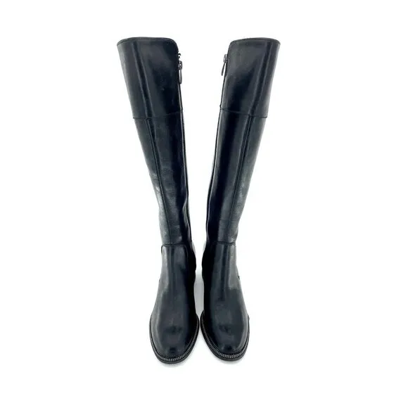 Franco Sarto Lucianna Black Leather Heeled Tall Boots SZ 6.5 New $219