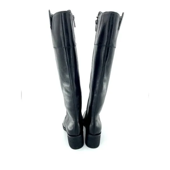 Franco Sarto Lucianna Black Leather Heeled Tall Boots SZ 6.5 New $219