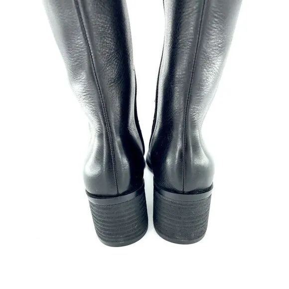 Franco Sarto Lucianna Black Leather Heeled Tall Boots SZ 6.5 New $219