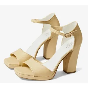 Franco Sarto Sandals Size 9.5 Leather Dima Ankle Strap Womens Square Block Heel