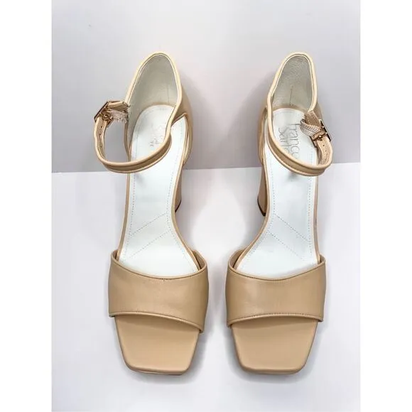 Franco Sarto Sandals Size 9.5 Leather Dima Ankle Strap Womens Square Block Heel