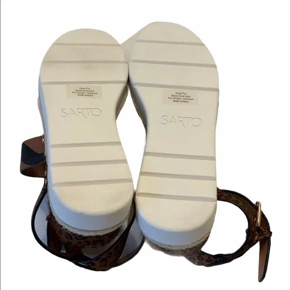 Franco Sarto Genuine Calf Hair Wedge Sandals