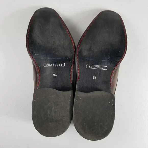 Fratelli Brown Croc Embossed Calf Hair Men's Vintage Loafers Shoes Size 9 1/2M
