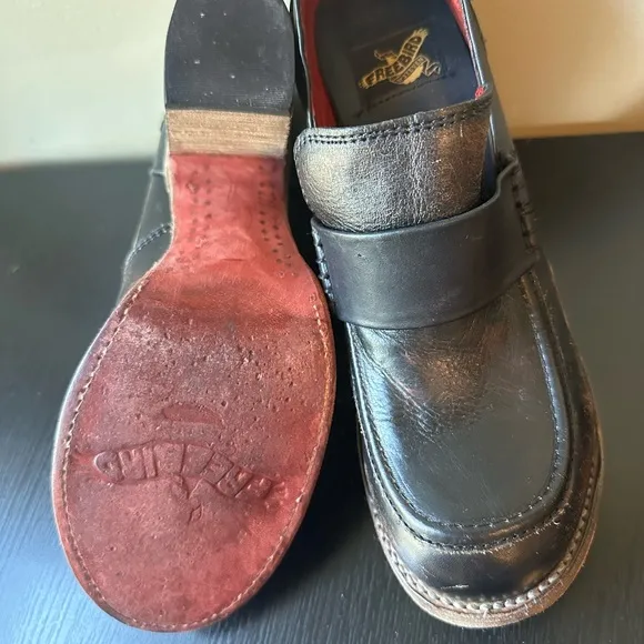 Free Bird, Bellevue  Black Loafer with Wood  Block Heel