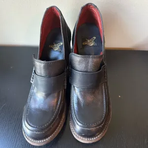 Free Bird, Bellevue  Black Loafer with Wood  Block Heel