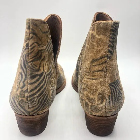 Free People Animal Charm Leather Ankle Block Heel Boots Size EU 39.5 / US 9.5