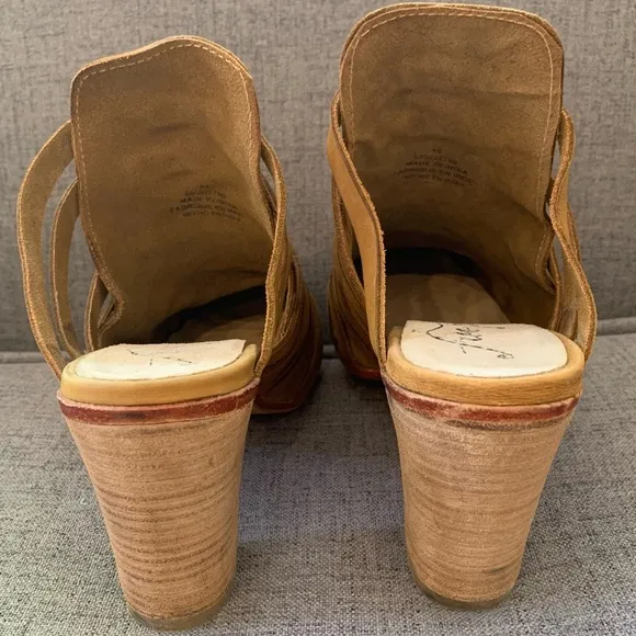 Free People Byron Strappy Mule Taupe Camel Shoes High Heels EU 40 US 9/9.5