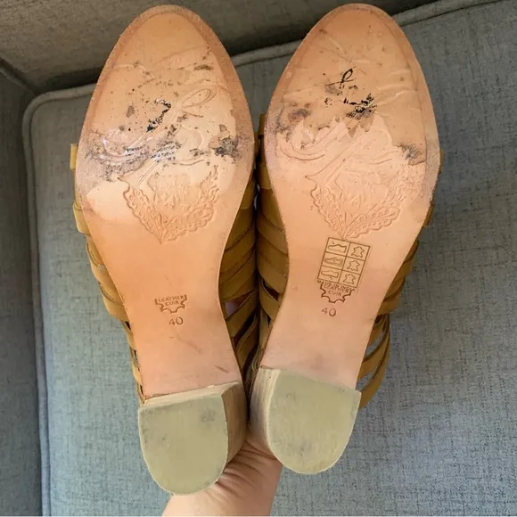 Free People Byron Strappy Mule Taupe Camel Shoes High Heels EU 40 US 9/9.5
