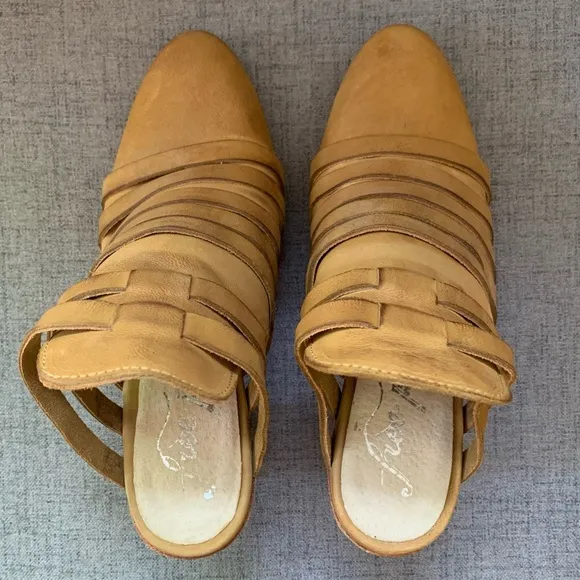 Free People Byron Strappy Mule Taupe Camel Shoes High Heels EU 40 US 9/9.5